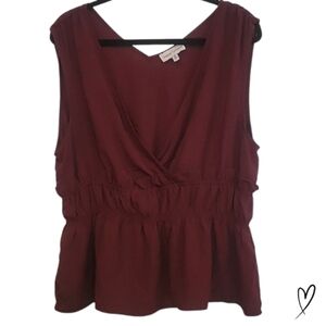 Gibson Latimer Sleeveless v-neck blouse wine color size XL